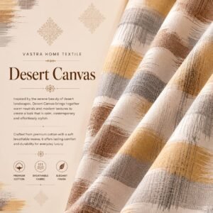 VASTRA Desert Canvas 100% Pure Cotton King Size Bedsheet with 2 Pillow Covers | Premium Abstract Printed Bedding Set (108 × 108 Inches) thumbnail