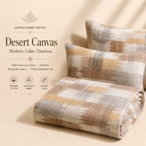 VASTRA Desert Canvas 100% Pure Cotton King Size Bedsheet with 2 Pillow Covers | Premium Abstract Printed Bedding Set (108 × 108 Inches) thumbnail