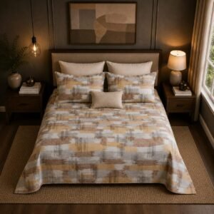 VASTRA Desert Canvas 100% Pure Cotton King Size Bedsheet with 2 Pillow Covers | Premium Abstract Printed Bedding Set (108 × 108 Inches) thumbnail