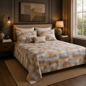 VASTRA Desert Canvas 100% Pure Cotton King Size Bedsheet with 2 Pillow Covers | Premium Abstract Printed Bedding Set (108 × 108 Inches) thumbnail