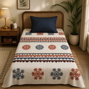 VASTRA Tribal Harmony 100% Pure Cotton Single Bed Bedsheet with 1 Pillow Cover | Premium Tribal Printed Bedding Set (60 × 90 Inches)
