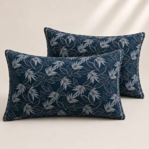 VASTRA Midnight Ornament 100% Pure Cotton Double Bed Bedsheet with 2 Pillow Covers | Premium Blue Printed Bedding Set (90 × 100 Inches) thumbnail