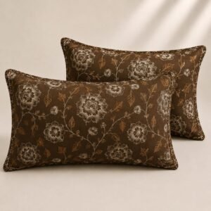 VASTRA Earthen Ornament 100% Pure Cotton King Size Bedsheet with 2 Coordinated Pillow Covers | Premium Brown Printed Bedding Set (108 × 108 Inches) thumbnail