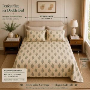 VASTRA Botanical Meadow 100% Pure Cotton Double Bed Bedsheet with 2 Coordinated Pillow Covers | Premium Botanical Printed Bedding Set (90 × 100 Inches) thumbnail