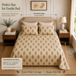VASTRA Botanical Grove 100% Pure Cotton Double Bed Bedsheet with 2 Coordinated Pillow Covers | Premium Botanical Printed Bedding Set (90 × 100 Inches) thumbnail