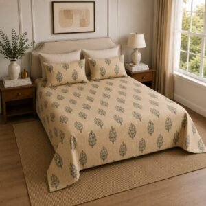 VASTRA Botanical Grove 100% Pure Cotton Double Bed Bedsheet with 2 Coordinated Pillow Covers | Premium Botanical Printed Bedding Set (90 × 100 Inches) thumbnail