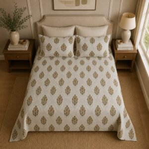 VASTRA Botanical Slate 100% Pure Cotton Double Bed Bedsheet with 2 Coordinated Pillow Covers | Premium Botanical Printed Bedding Set (90 × 100 Inches) thumbnail
