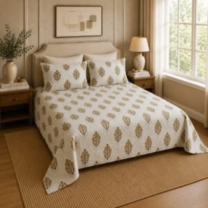 VASTRA Botanical Slate 100% Pure Cotton Double Bed Bedsheet with 2 Coordinated Pillow Covers | Premium Botanical Printed Bedding Set (90 × 100 Inches) thumbnail