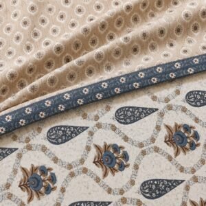 VASTRA Ivory Blue Heritage 100% Pure Cotton King Size Bedsheet with 2 Pillow Covers | Premium Printed Bedding Set (108 × 108 Inches) thumbnail