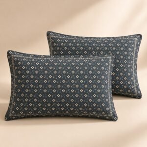 VASTRA Ivory Blue Heritage 100% Pure Cotton King Size Bedsheet with 2 Pillow Covers | Premium Printed Bedding Set (108 × 108 Inches) thumbnail