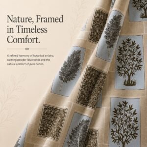 VASTRA Botanical Serenity 100% Pure Cotton King Size Bedsheet with 2 Pillow Covers | Premium Botanical Printed Bedding Set (108 × 108 Inches) thumbnail
