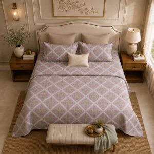 VASTRA Blush Arabesque 100% Pure Cotton King Size Bedsheet with 2 Pillow Covers | Premium Printed Bedding Set (108 × 108 Inches) thumbnail