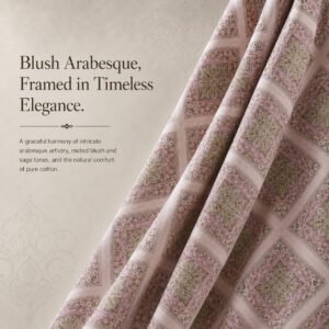 VASTRA Blush Arabesque 100% Pure Cotton King Size Bedsheet with 2 Pillow Covers | Premium Printed Bedding Set (108 × 108 Inches) thumbnail