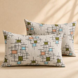 VASTRA Modern Abstract 100% Pure Cotton Double Bed Bedsheet with 2 Pillow Covers | Premium Geometric Printed Bedding Set (90 × 100 Inches) thumbnail