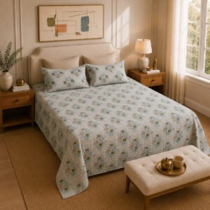 VASTRA Modern Abstract 100% Pure Cotton Double Bed Bedsheet with 2 Pillow Covers | Premium Geometric Printed Bedding Set (90 × 100 Inches) thumbnail