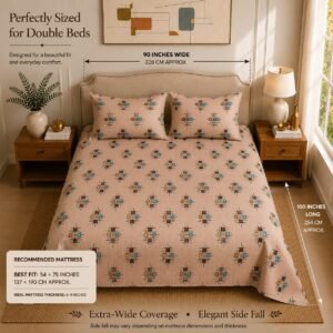 VASTRA Modern Abstract 100% Pure Cotton Double Bed Bedsheet with 2 Pillow Covers | Premium Geometric Printed Bedding Set (90 × 100 Inches) thumbnail