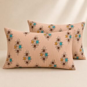VASTRA Modern Abstract 100% Pure Cotton Double Bed Bedsheet with 2 Pillow Covers | Premium Geometric Printed Bedding Set (90 × 100 Inches) thumbnail
