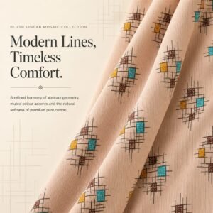 VASTRA Modern Abstract 100% Pure Cotton Double Bed Bedsheet with 2 Pillow Covers | Premium Geometric Printed Bedding Set (90 × 100 Inches) thumbnail