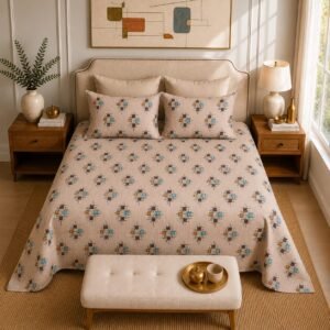 VASTRA Modern Abstract 100% Pure Cotton Double Bed Bedsheet with 2 Pillow Covers | Premium Geometric Printed Bedding Set (90 × 100 Inches) thumbnail
