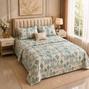MOCA by Monte Carlo Melody 100% Pure Cotton Double Bed Bedsheet with 2 Pillow Covers | Premium Blue Ethnic Printed Bedding Set (90 × 100 Inches) thumbnail
