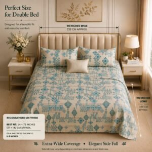 MOCA by Monte Carlo Melody 100% Pure Cotton Double Bed Bedsheet with 2 Pillow Covers | Premium Blue Ethnic Printed Bedding Set (90 × 100 Inches) thumbnail