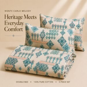 MOCA by Monte Carlo Melody 100% Pure Cotton Double Bed Bedsheet with 2 Pillow Covers | Premium Blue Ethnic Printed Bedding Set (90 × 100 Inches) thumbnail