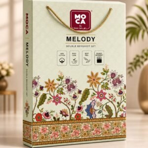 MOCA by Monte Carlo Melody 100% Pure Cotton Double Bed Bedsheet with 2 Pillow Covers | Premium Blue Ethnic Printed Bedding Set (90 × 100 Inches) thumbnail
