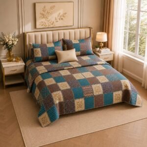 MOCA by Monte Carlo Comfort 100% Pure Cotton Double Bed Bedsheet with 2 Pillow Covers | Premium Multicolor Patchwork Printed Bedding Set (90 × 100 Inches) thumbnail