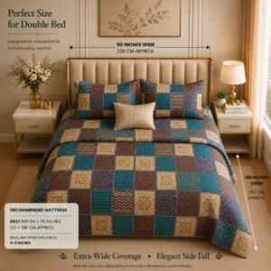 MOCA by Monte Carlo Comfort 100% Pure Cotton Double Bed Bedsheet with 2 Pillow Covers | Premium Multicolor Patchwork Printed Bedding Set (90 × 100 Inches) thumbnail