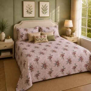 VASTRA Rose Meadow 100% Pure Cotton Double Bed Bedsheet with 2 Pillow Covers | Soft Floral Printed Bedding Set (90 x 100 Inches) thumbnail