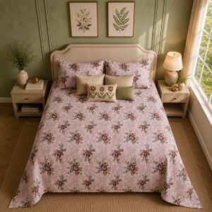 VASTRA Rose Meadow 100% Pure Cotton Double Bed Bedsheet with 2 Pillow Covers | Soft Floral Printed Bedding Set (90 x 100 Inches) thumbnail