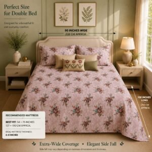 VASTRA Rose Meadow 100% Pure Cotton Double Bed Bedsheet with 2 Pillow Covers | Soft Floral Printed Bedding Set (90 x 100 Inches) thumbnail
