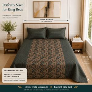 VASTRA Midnight Paisley 100% Pure Cotton King Size Bedsheet with 2 Pillow Covers | Premium Paisley Printed Bedding Set (108 × 108 Inches) thumbnail