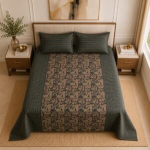 VASTRA Midnight Paisley 100% Pure Cotton King Size Bedsheet with 2 Pillow Covers | Premium Paisley Printed Bedding Set (108 × 108 Inches) thumbnail