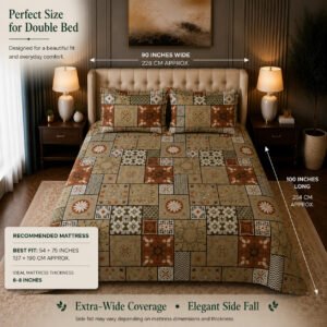 VASTRA Rajwadi Mosaic 100% Pure Cotton Double Bed Bedsheet with 2 Pillow Covers | Premium Mosaic Printed Bedding Set (90 × 100 Inches) thumbnail