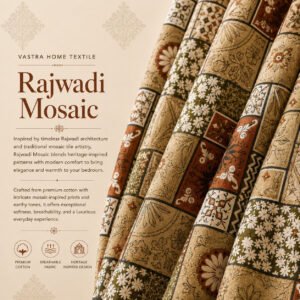 VASTRA Rajwadi Mosaic 100% Pure Cotton Double Bed Bedsheet with 2 Pillow Covers | Premium Mosaic Printed Bedding Set (90 × 100 Inches) thumbnail