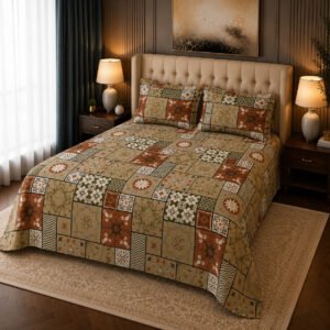 VASTRA Rajwadi Mosaic 100% Pure Cotton Double Bed Bedsheet with 2 Pillow Covers | Premium Mosaic Printed Bedding Set (90 × 100 Inches) thumbnail