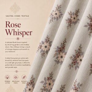VASTRA Rose Whisper 100% Pure Cotton Double Bed Bedsheet with 2 Pillow Covers | Premium Floral Printed Bedding Set (90 × 100 Inches) thumbnail