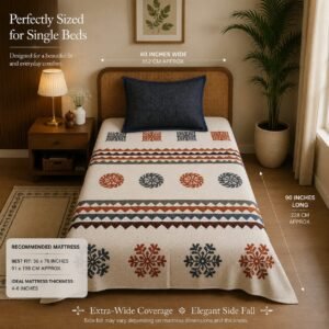VASTRA Tribal Harmony 100% Pure Cotton Single Bed Bedsheet with 1 Pillow Cover | Premium Tribal Printed Bedding Set (60 × 90 Inches) thumbnail