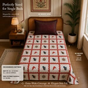 VASTRA Tribal Tapestry 100% Pure Cotton Single Bed Bedsheet with 1 Pillow Cover | Premium Ethnic Printed Bedding Set (60 × 90 Inches) thumbnail