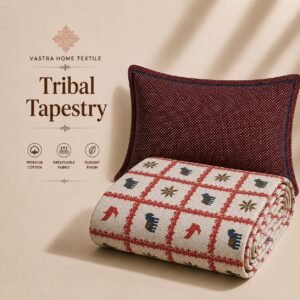 VASTRA Tribal Tapestry 100% Pure Cotton Single Bed Bedsheet with 1 Pillow Cover | Premium Ethnic Printed Bedding Set (60 × 90 Inches) thumbnail